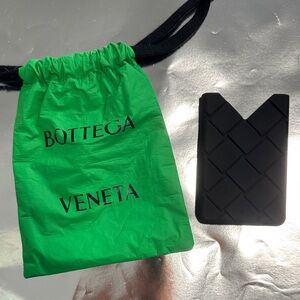 Bottega Veneta Black Card Holder with Green Pouch